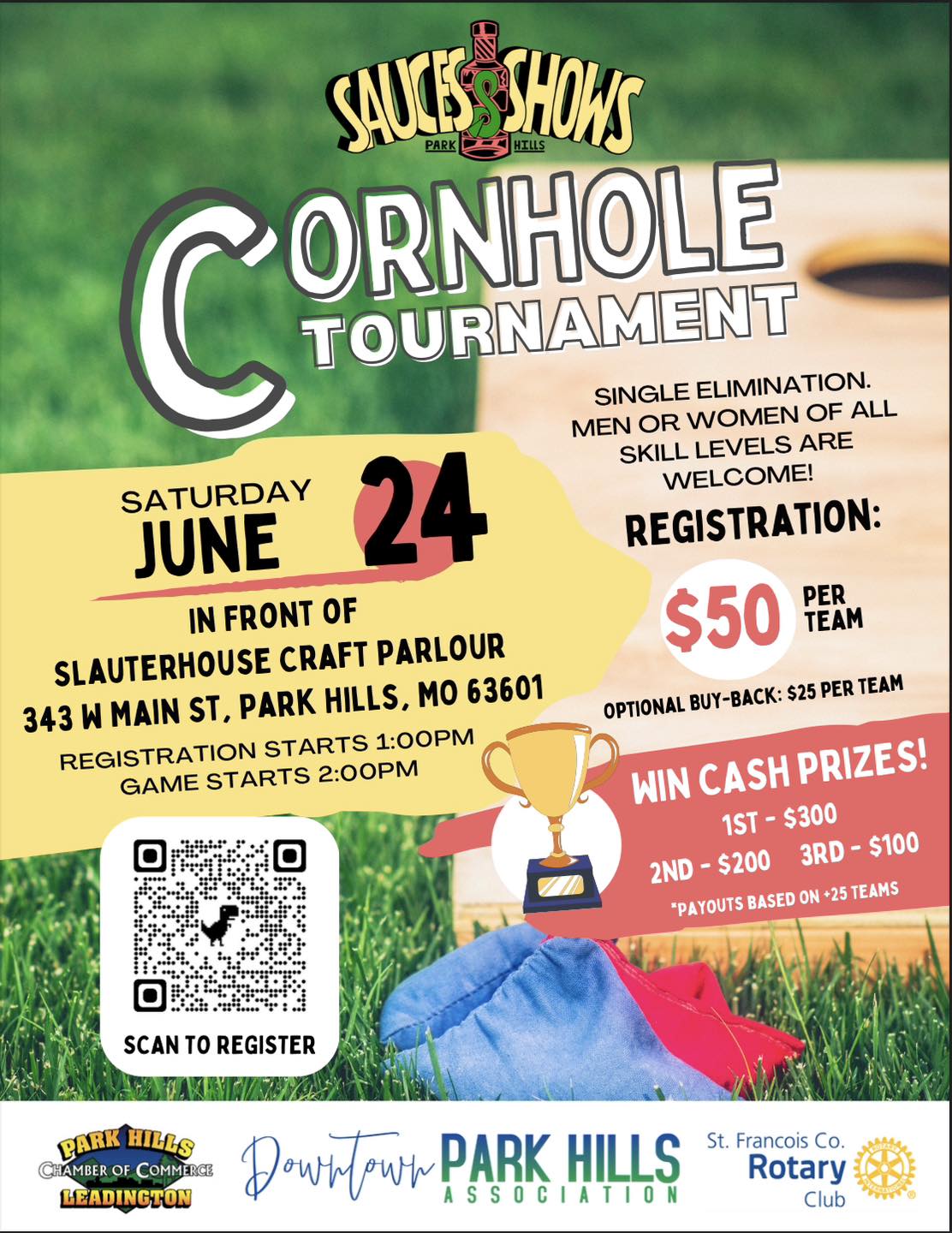 Cornhole Tournament at Sauces and Shows