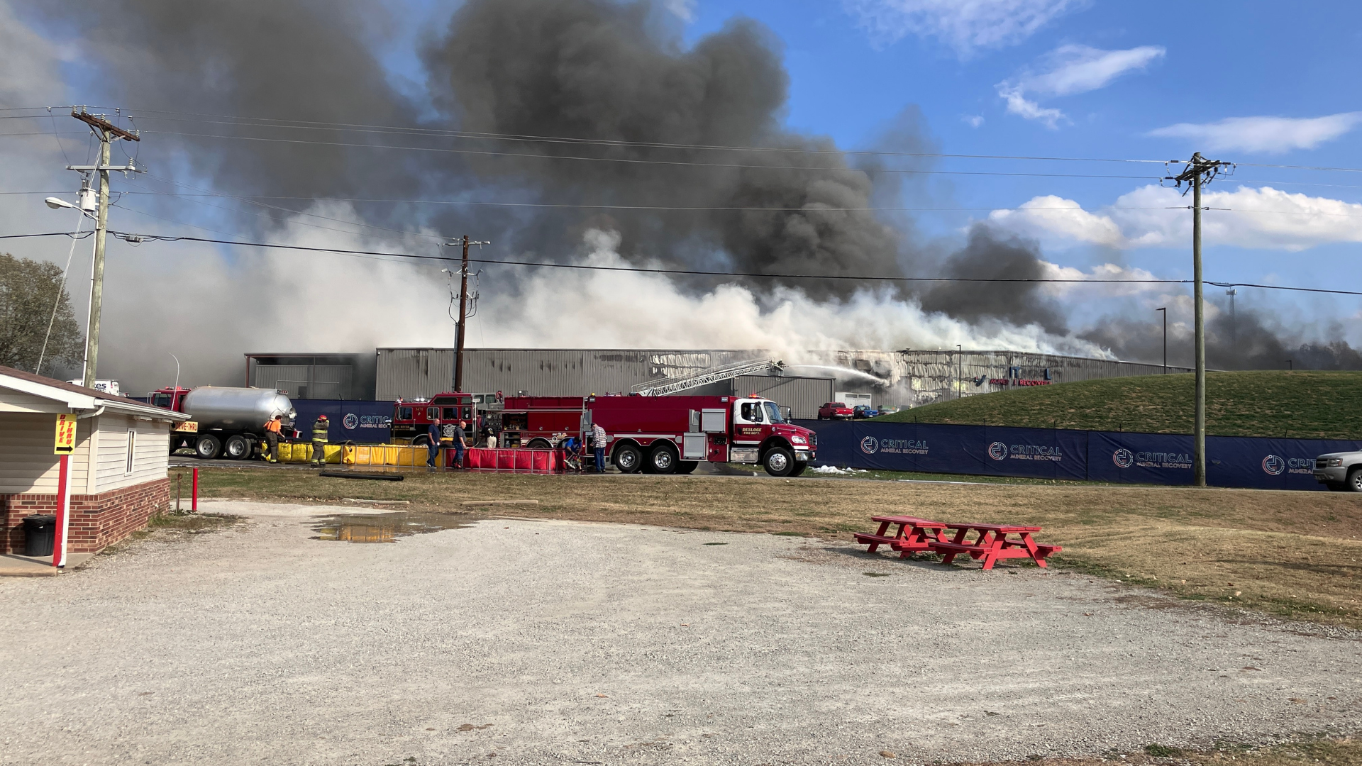 Industrial Fire Response Continues at Critical Mineral Recovery