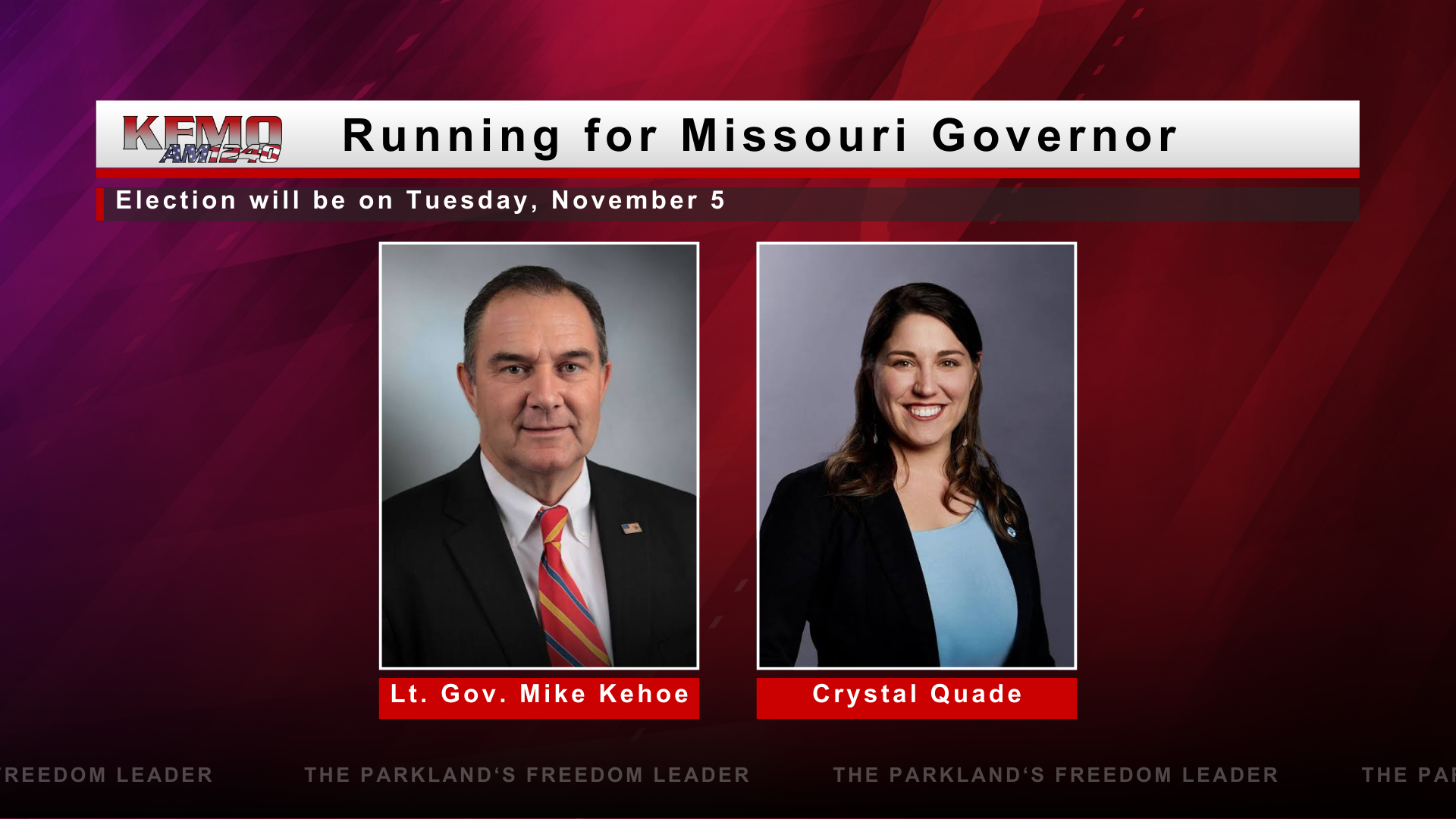 Kehoe, Quade on November Ticket for Governor